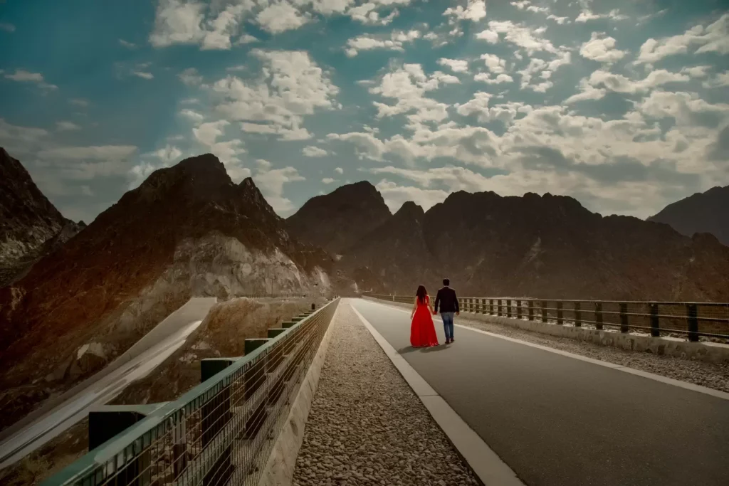 Green oasis pre-wedding photography, Hatta Dam, Dubai