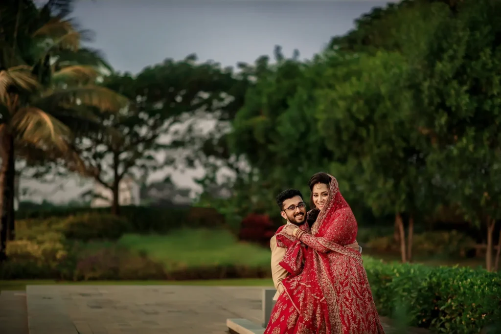 Traditional Muslim engagement attire at Grand Hyatt Kochi