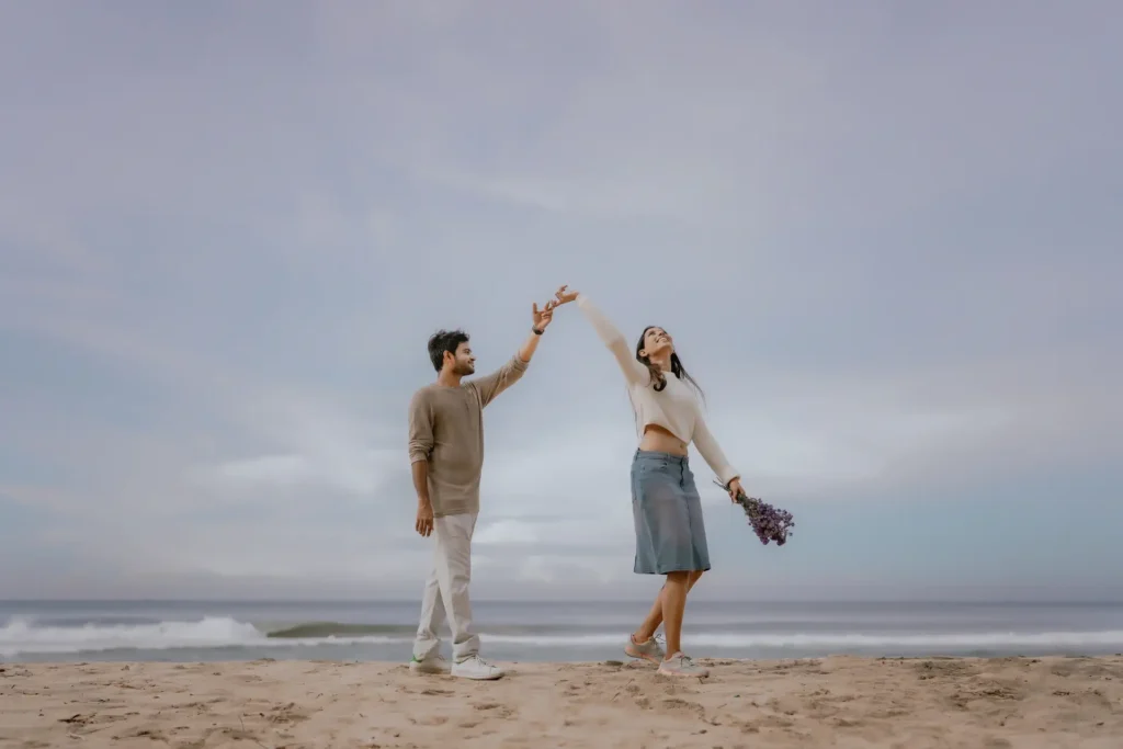 Couple walking together at resort near Varkala Beach